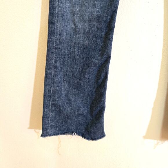 Citizens of Humanity Isola Mid Rise Cropped Boot Jeans Size 24 Dark Wash Raw Hem - Picture 5 of 10